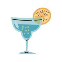 mexican tequila in glass with lemon slice vector illusration