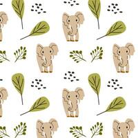 pattern with cute wild africa animals cute elephant childish vector