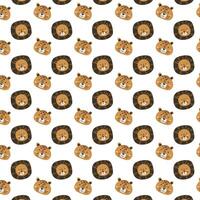 Scandinavian animals lion and leopard - heads pattern vector