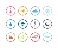 Weather icon set vector illustration. Colorful weather button icons