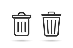 Trash bin icons. Trash can vector icon set. Delete symbols.