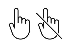 Do not touch hand icon. don't touch hand icon. lined logotype design element. User manual standard symbol. Crossed palm pictogram. vector