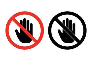 hacer no toque signo. mano prohibido firmar, vector icono