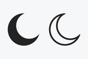 Moon icon vector. Moon and star icon. Crescent moon and star. Moon flat and outline design style. vector