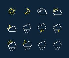 Set of weather linear icons, flat vector design