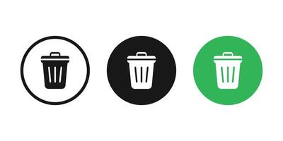 Recycle bin icon vector. Trash can symbol. Trash bin icons. Delete symbols. vector