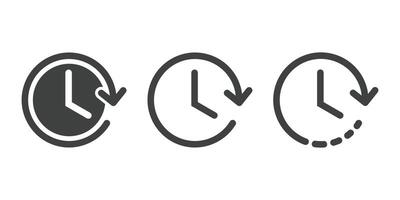 hora y reloj icono conjunto en blanco antecedentes. vector ilustración.