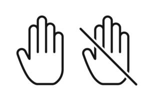 Do not touch hand icon. don't touch hand icon. lined logotype design element. User manual standard symbol. Crossed palm pictogram. vector