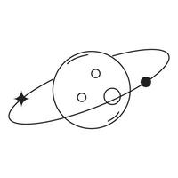 minimalist cosmic vintage line art element vector