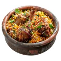 ai gerado delicioso dum handi Biryani dentro tigela isolado em transparente fundo png