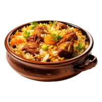 ai generiert köstlich dum handi Biryani im Schüssel isoliert auf transparent Hintergrund png