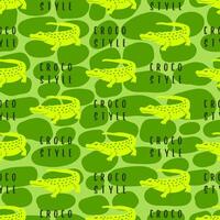 Abstract alligator seamless pattern. Vector simple fabric print template with hand drawn crocodile wild animal.