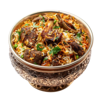 ai gerado delicioso dum handi Biryani dentro tigela isolado em transparente fundo png