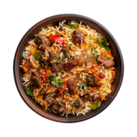 ai gerado delicioso dum handi Biryani dentro tigela isolado em transparente fundo png