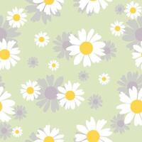 Floral chamomile seamless pattern. Botanical fabric print template. Vector illustration with white camomile flowers.