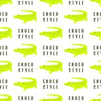 Abstract alligator seamless pattern. Vector simple fabric print template with hand drawn crocodile wild animal.