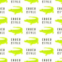 Abstract alligator seamless pattern. Vector simple fabric print template with hand drawn crocodile wild animal.