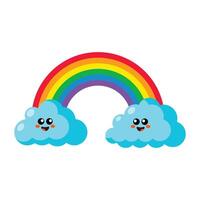 Cute rainbow icon vector