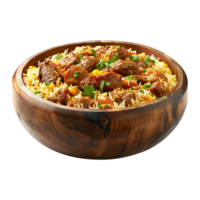 AI generated Delicious dum handi biryani in bowl isolated on transparent background png