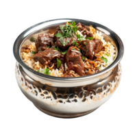 ai gerado delicioso dum handi Biryani dentro tigela isolado em transparente fundo png