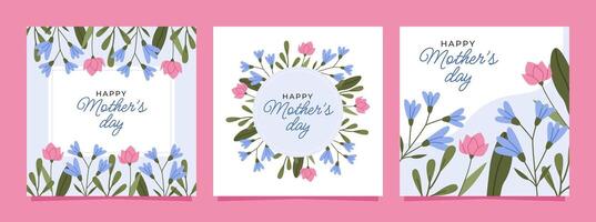 Happy Mothers Day card set vector