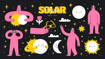 Solar eclipse playful elements vector