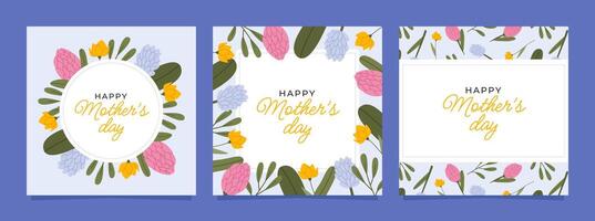 Happy Mothers Day card set vector