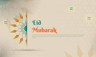 eid Mubarak antecedentes con mandala diseño en crema diseño. sencillo islámico antecedentes diseño vector