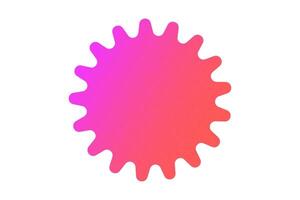 Neon geometric sticker textured stipple effect isolated on white background. Gradient uneven rounded shapes of bright colors in Y2K style, 90s, design template, mockup. Pink and red vibrant colors. vector