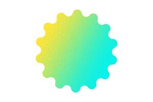 Neon geometric sticker with stipple effect isolated on white background. Gradient uneven rounded shapes of bright colors in Y2K style, 90s, design template, mockup. Yellow and green vibrant colors. vector