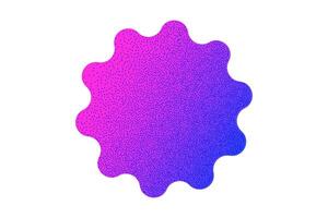 Neon geometric sticker textured stipple effect isolated on white background. Gradient uneven rounded shapes of bright colors in Y2K style, 90s, design template, mockup. Violet and blue vibrant colors. vector