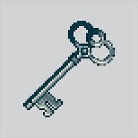 Pixel art illustration old key. Pixelated key. old key chest pixelated for the pixel art game and icon for website and video game. old school retro. vector