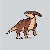 Pixel art illustration Parasaurolophus. Pixelated Parasaurolophus. Parasaurolophus Dinosaur pixelated for the pixel art game and icon for website and video game. old school retro. vector