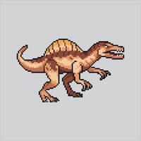 píxel Arte ilustración espinosaurio. pixelado espinosaurio. Spinosaurus dinosaurio pixelado para el píxel Arte juego y icono para sitio web y vídeo juego. antiguo colegio retro vector