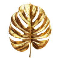 ai gegenereerd monstera fabriek gouden blad geïsoleerd Aan een transparant achtergrond PNG