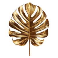 AI generated Monstera plant golden leaf isolated on a transparent background png