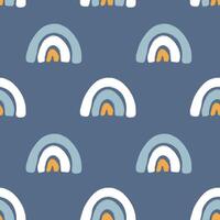 Seamless pattern with cartoon little rainbows vector