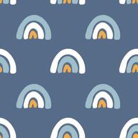 Seamless pattern with cartoon little rainbows vector