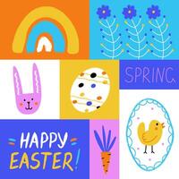 Happy Easter poster with doodle lettering vector