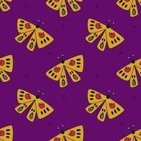 Pattern with magic hand drawn moths vector