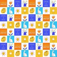 Seamless pattern with cartoon Easter elements vector