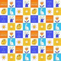 Seamless pattern with cartoon Easter elements vector