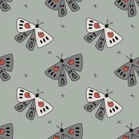 Pattern with magic hand drawn moths vector