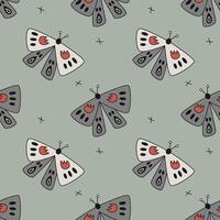 Pattern with magic hand drawn moths vector