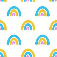 Seamless pattern with cartoon little rainbows vector