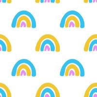 Seamless pattern with cartoon little rainbows vector