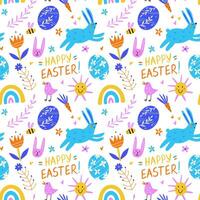 Seamless pattern with cartoon Easter elements vector