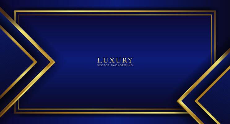 luxury abstract background, dark blue metal with gold border suitable for premium presentations, awards, formal invitations.