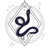 Celestial snake linear hand drawing vector illustration