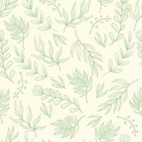 Seamless pattern abstract line art herbs vector illustration
